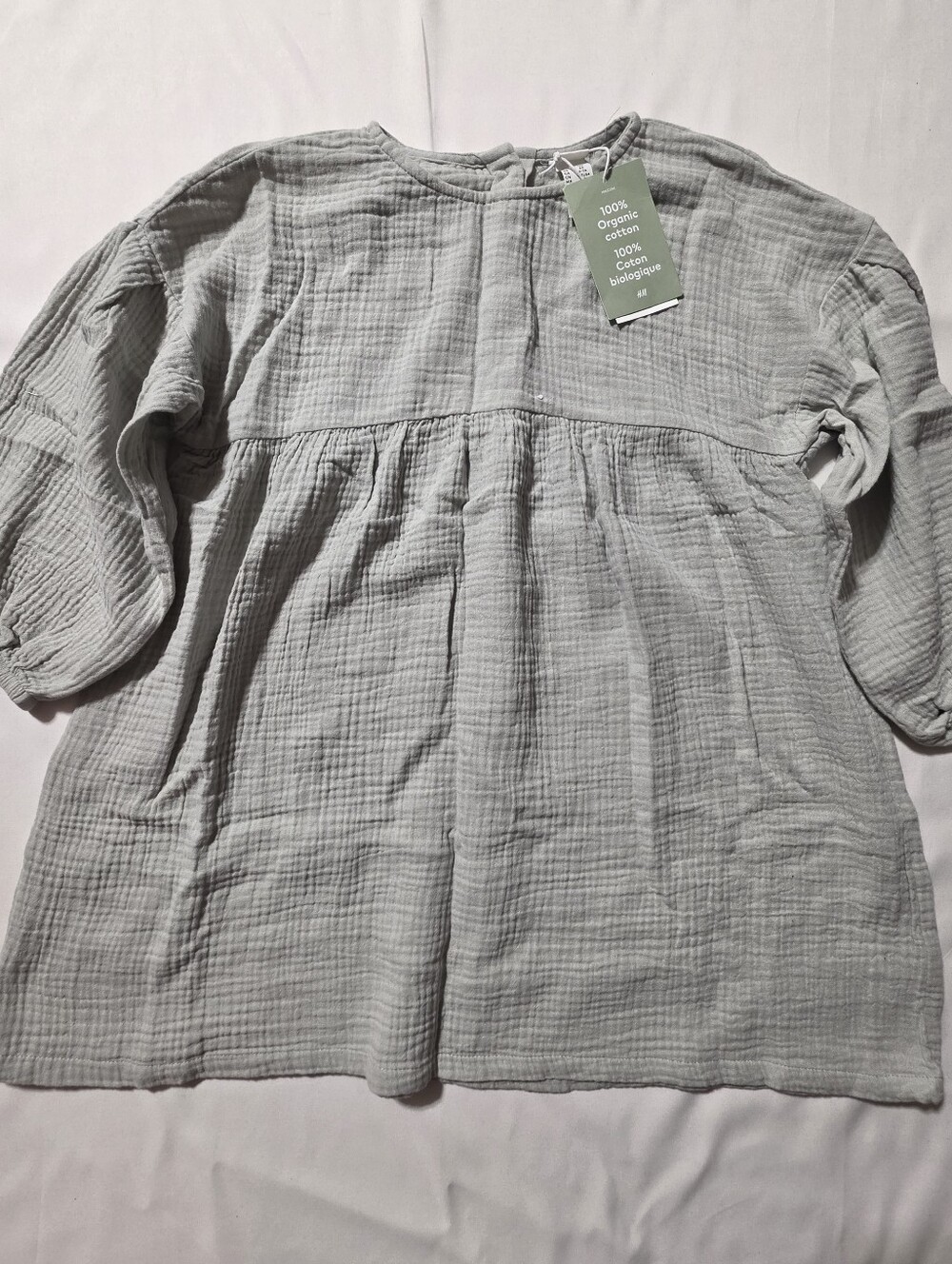 H&M Kids Sage Green Organic Gauze Peasant Dress - 6/6X